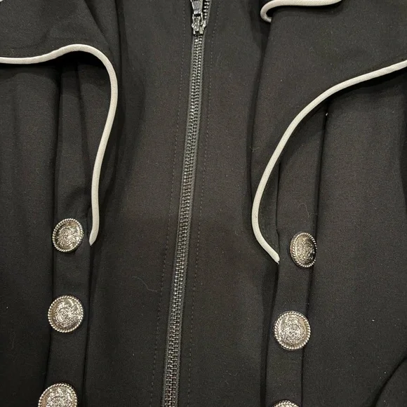 Joseph Ribkoff #183355 Woman's Black Military-Look Zip-Front Jacket - Picture 6 of 13